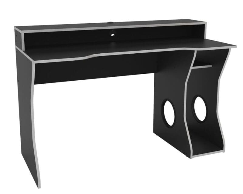 Enzo Gaming Desk BlackSilver Wooden Happy Beds 7 1