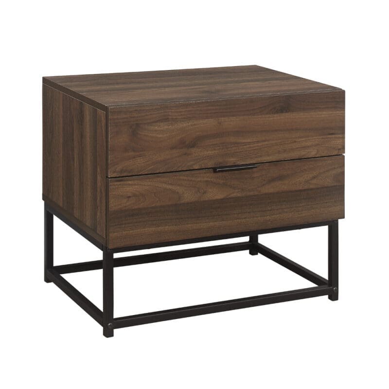 Houston 2 Drawer Bedside Table Walnut WoodenMetal Happy Beds 6 1