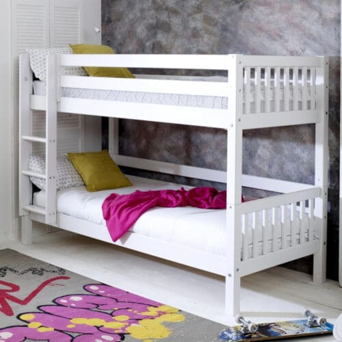Nordic - EU Single - Slatted Bunk Bed - White - Wooden - EU3ft - Happy Beds