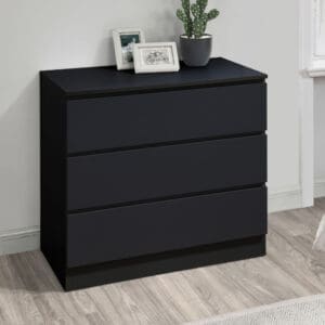Oslo - 3 Drawer Chest of Drawers - Black - Wooden - Happy Beds