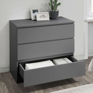 Oslo - 3 Drawer Chest of Drawers - Grey - Wooden - Happy Beds
