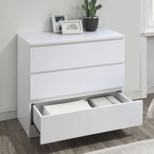 Oslo - 3 Drawer Chest of Drawers - White - Wooden - Happy Beds
