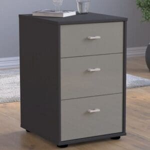 Rialto Graphite and Pebble Grey Bedside Cabinet - 3 Drawer