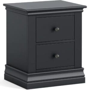 Clearance - Bordeaux Charcoal Black Bedside Cabinet - 2 Drawers - FSS15450