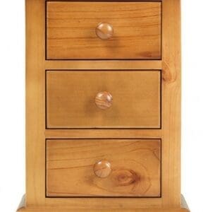 Churchill Waxed Pine Bedside Cabinet, 3 Drawers