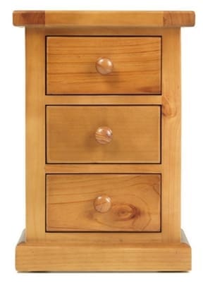 2 Chunky Pine Large 3 Drawer Bedside Cabinet