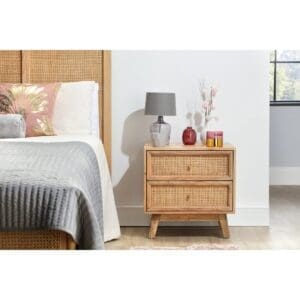 Desser Venice 2 Drawer Rattan Bedside Table In Natural