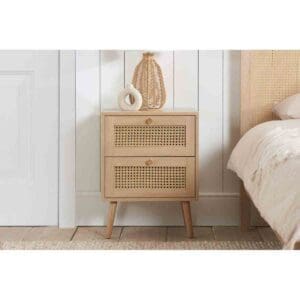 Birlea Croxley 2 Drawer Rattan Bedside