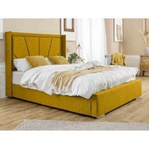 Eleganza Home Eleganza Harry Linen King Bed Frame - Mustard Gold