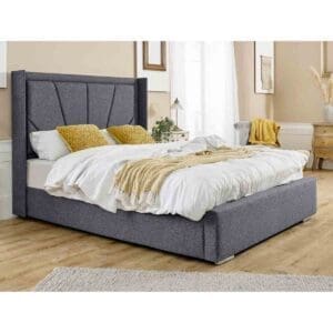 Eleganza Home Eleganza Harry Linen King Bed Frame - Steel