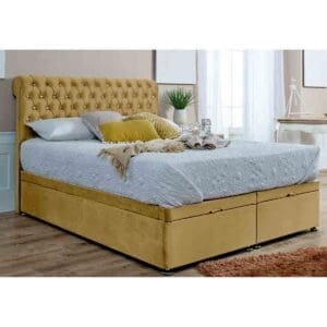 Eleganza Home Eleganza Santino Divan Ottoman Plush Small Double Bed Frame - Beige