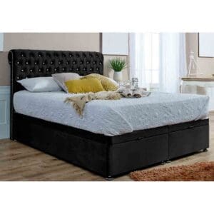 Eleganza Home Eleganza Santino Divan Ottoman Plush Small Double Bed Frame - Black