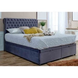 Eleganza Home Eleganza Santino Divan Ottoman Plush Small Double Bed Frame - Steel