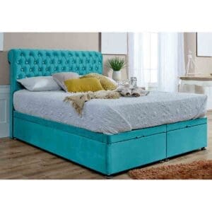 Eleganza Home Eleganza Santino Divan Ottoman Plush Small Double Bed Frame - Teal