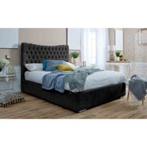 Eleganza Home Eleganza Magenta Ottoman Plush Small Double Bed Frame - Black