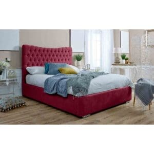 Eleganza Home Eleganza Magenta Ottoman Plush Small Double Bed Frame - Maroon