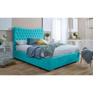 Eleganza Home Eleganza Magenta Ottoman Plush Small Double Bed Frame - Teal