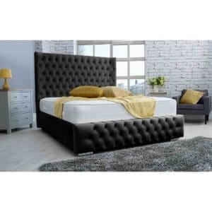 Eleganza Home Eleganza Dino Plush King Bed Frame - Black