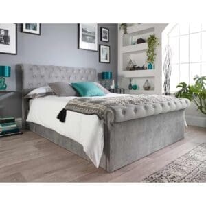 Aspire Furniture Chessington Ottoman Sleigh Bed Grey With Pocket+ Memory Hybrid Mattress