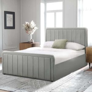 SleepOn Double Brushed Velvet Ottoman Bed In Light Grey