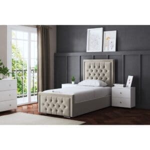 DS Living DS Living Allegra Upholstered Beige Ottoman Bed With Headboard Small Double