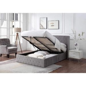 Home Treats Storage Bed With Mattress Double Brushed Velvet Ottoman Bed