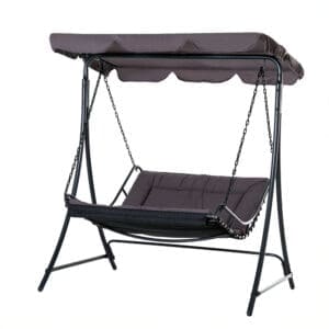 Outsunny Swing Chair Bed Canopy 2 Person Double Hammock Garden Bench Rocking Sun Lounger Outdoor Backyard Furniture with Cushion - Grey