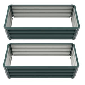 Outsunny Metal Raised Planters: Set of 2 Green Outdoor Beds for Flowers, Herbs & Vegetables