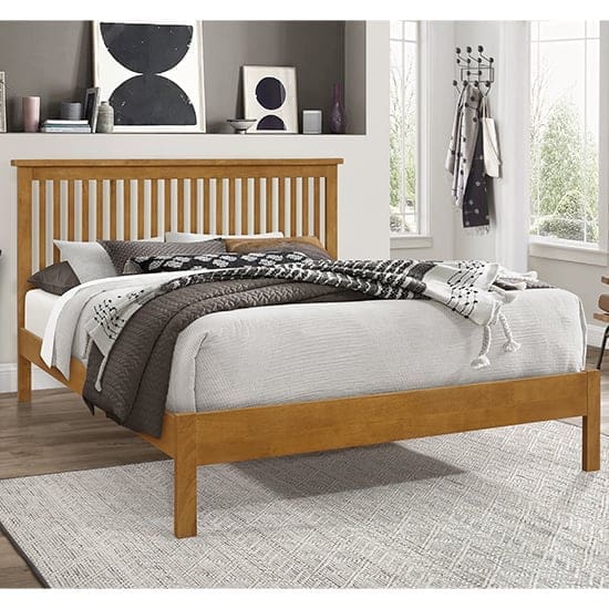 aizza wooden double bed honey oak