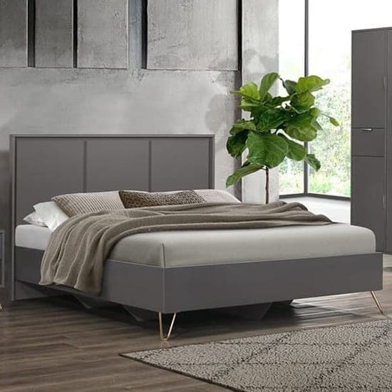 aral wooden double bed charcoal