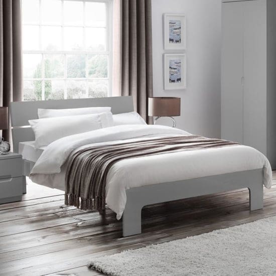 arden double bed grey high gloss