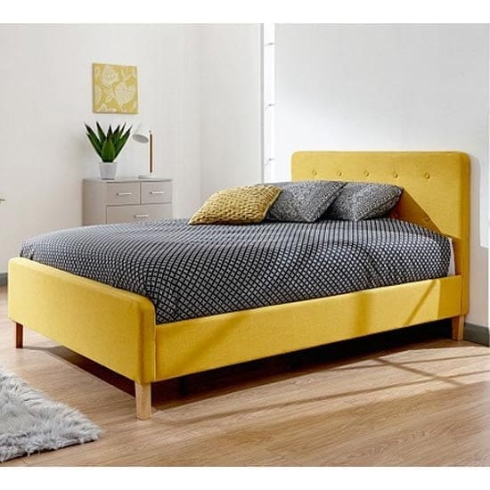 ashbourne wooden double bed in yellow