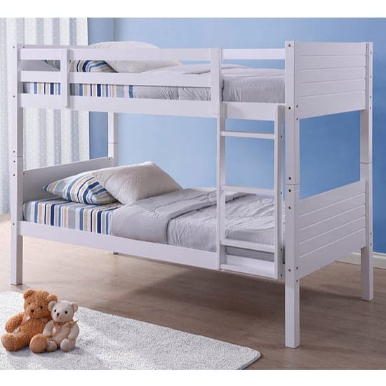 beulac wooden single bunk bed white