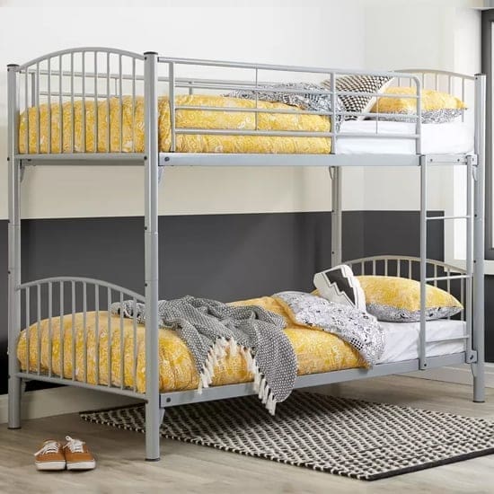 carfu metal single bunk bed silver