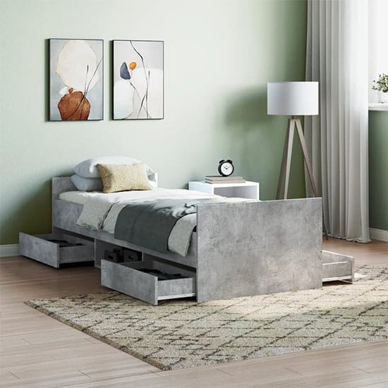 carpi single bed 4 drawers concrete effect