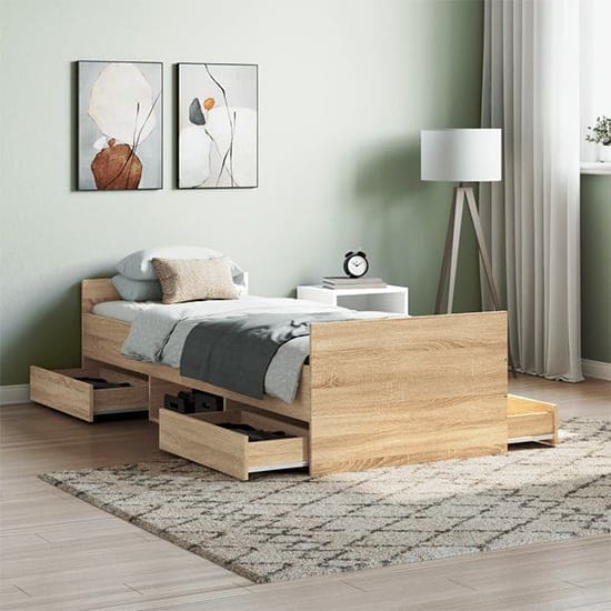 carpi single bed 4 drawers sonoma oak