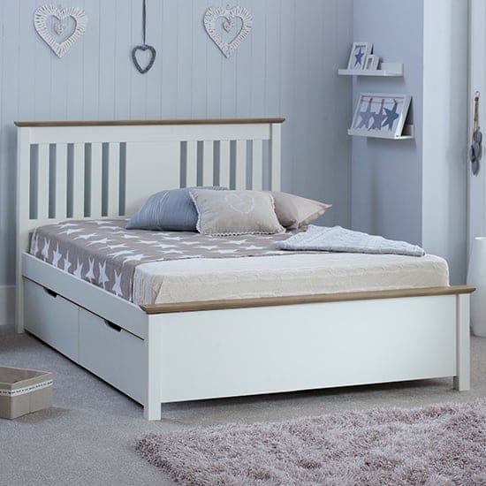 chester double bed 2 drawers white