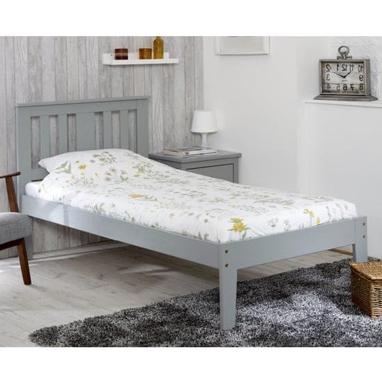 cloven wooden single bed grey