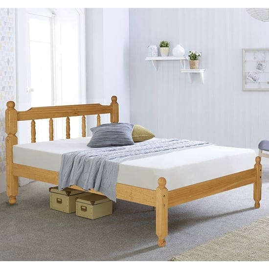 coleton spindle wooden double bed waxed pine