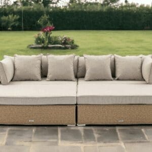 Rattan Garden Day Bed Sofa Set in Willow - Monaco - Rattan Direct