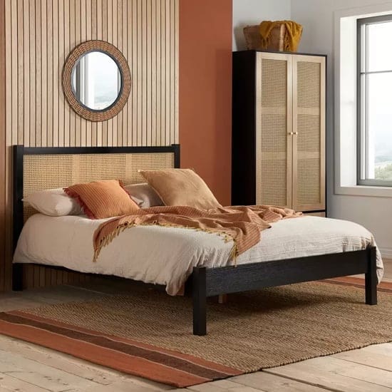 coralie wooden double bed black