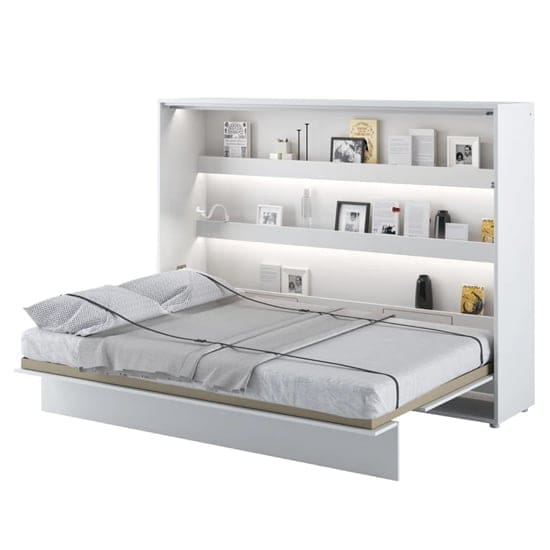 cortez wooden double bed wall horizontal matt white led