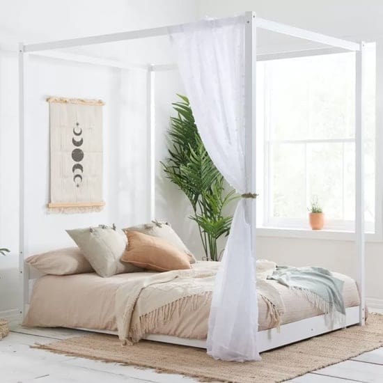 darian four poster wooden double bed white