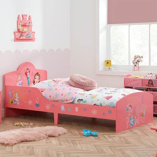 disney princess childrens single bed pink