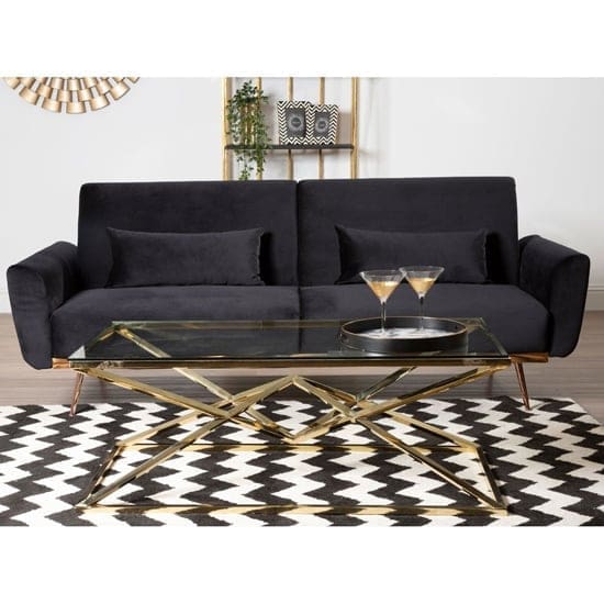 eltanin upholstered velvet sofa bed gold legs black