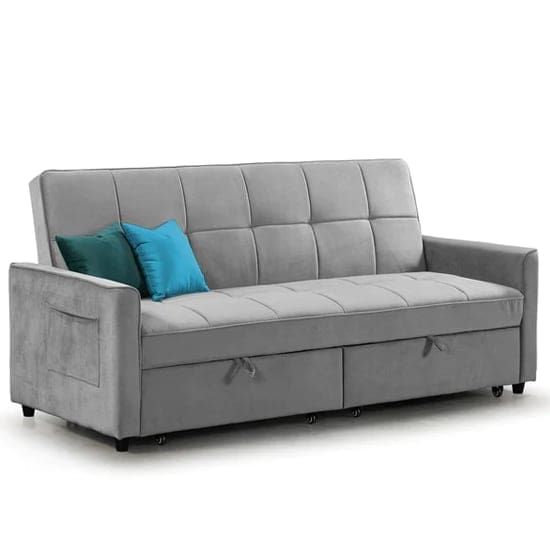 eskridge plush velvet sofa bed grey