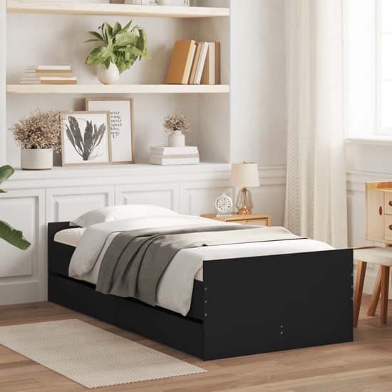 frisco single bed drawers black