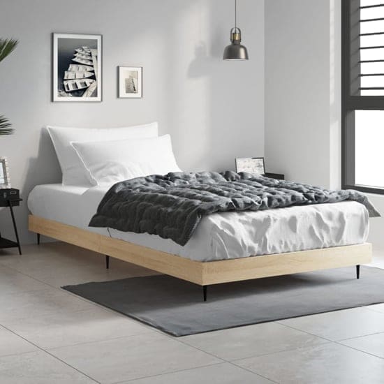 gemma wooden single bed sonoma oak black metal legs