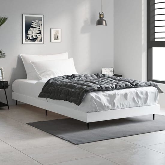 gemma wooden single bed white black metal legs