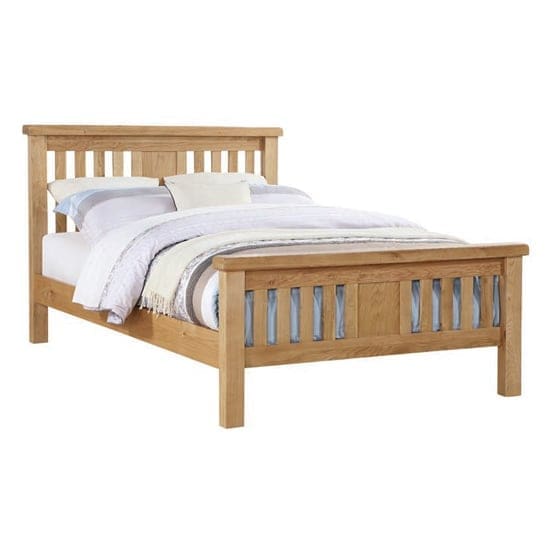 heaton wooden double bed oak